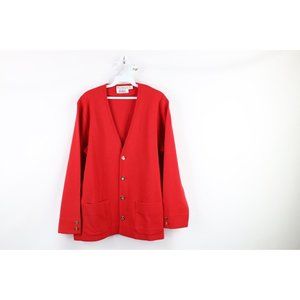 Vtg 90s St Croix Knits Mens Medium Dapper Wool Knit Pocket Cardigan Sweater USA